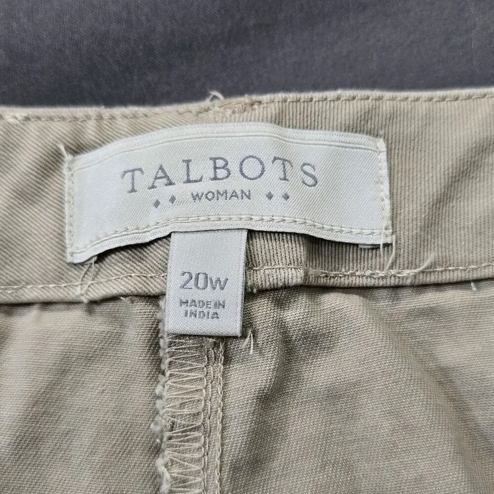 Talbots Shorts Bermuda Khaki Chino Embroidered Dragonfly Size 20W